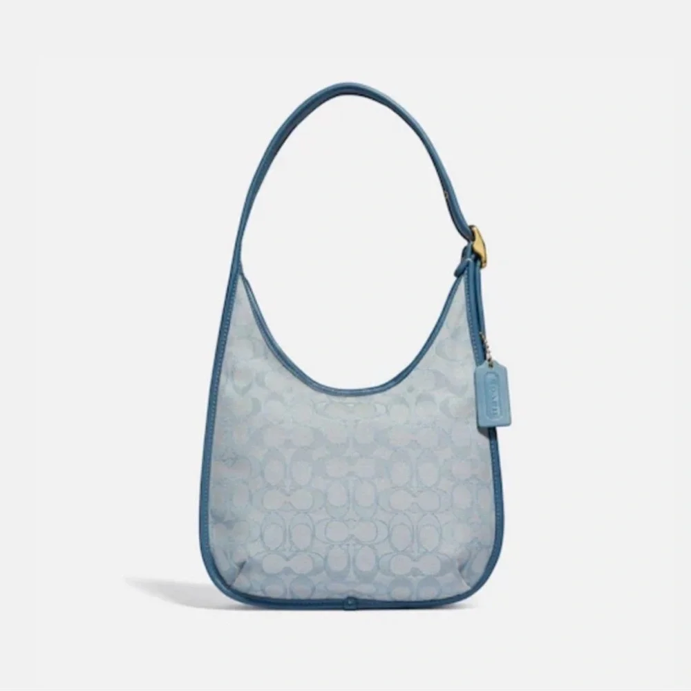NWOT Coach C2588 Ergo Shoulder Bag In Signature Jacquard and Leather Blue